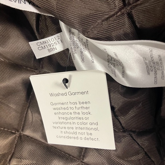 Calvin Klein Men's Extra Large Faux Leather Sherpa Collar Moto Jacket Brown - Picture 12 of 16